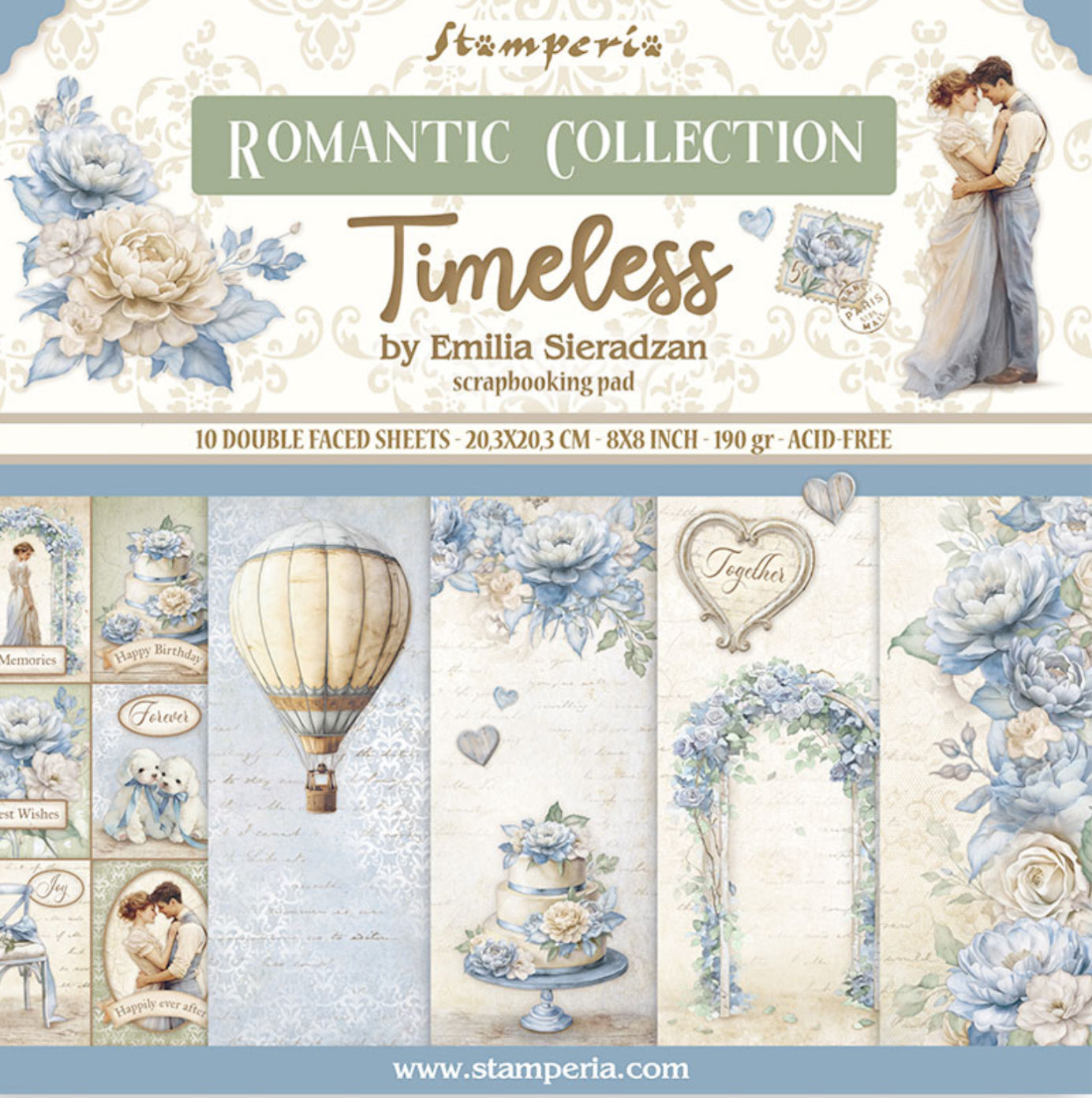 Stamperia Timeless 8” x 8” Paper Pad